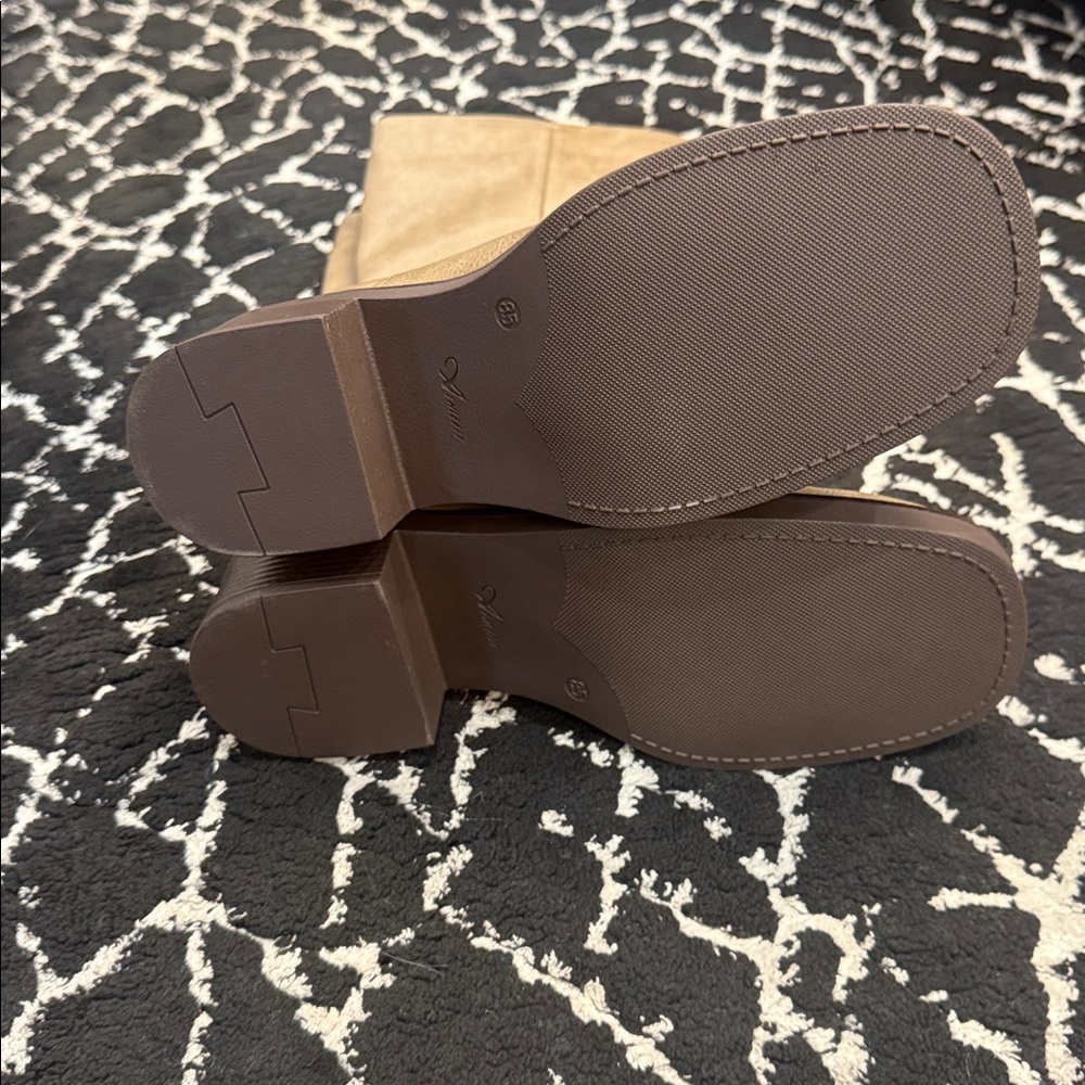 Athlefit Taupe Mid Calf Boots Size 8.5 NWOT | Square Toe Chunky Heel - Picture 4 of 10